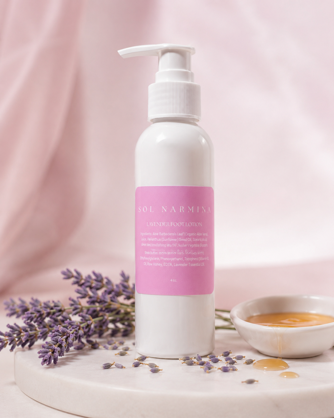 Sol Narmina Lavender Foot Lotion with lavender and honey accents